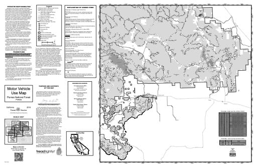 Motor Vehicle Use Map (MVUM) of Portola in Plumas National Forest (NF) in California. Published by the U.S. Forest Service (USFS).