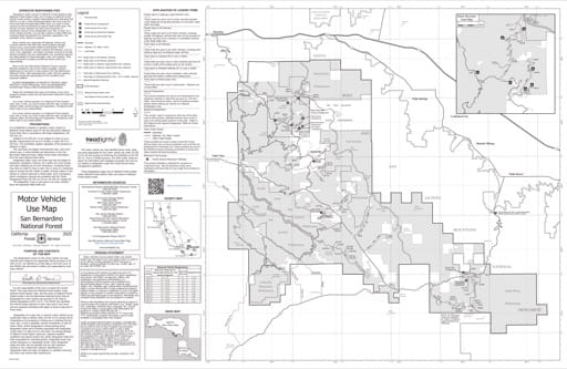map of San Bernadino MVUM - San Jacinto Mountains 2018