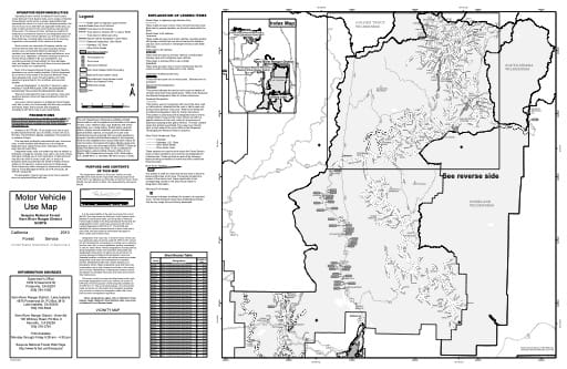 Motor Vehicle Use Map (MVUM) of the Kern River North area in Sequoia National Forest (NF) in California. Published by the U.S. Forest Service (USFS).