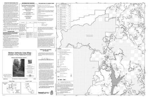 Motor Vehicle Use Map (MVUM) of Weaverville Ranger District North in Shasta-Trinity National Forest (NF) in California. Published by the U.S. Forest Service (USFS).