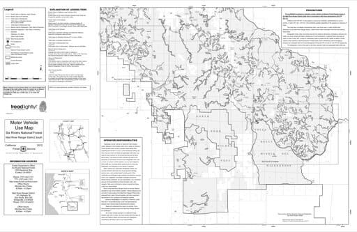 map of Six Rivers MVUM - Mad River South Front 2012