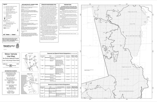 map of Six Rivers MVUM - Lower Trinity North Front 2012