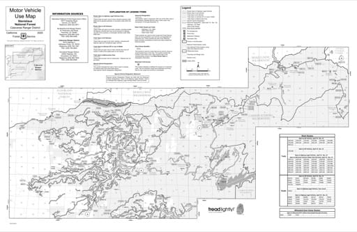 Motor Vehicle Use Map (MVUM) of the northeast area of the Calaveras Ranger District in Stanislaus National Forest (NF) in California. Published by the U.S. Forest Service (USFS).