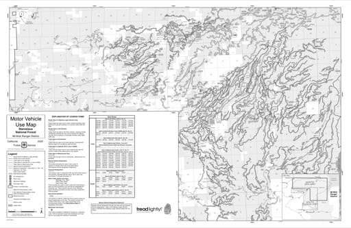 Motor Vehicle Use Map (MVUM) of the northern part of Mi-Wok Ranger District in Stanislaus National Forest (NF) in California. Published by the U.S. Forest Service (USFS).