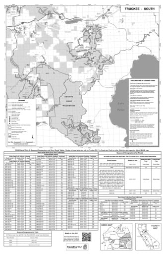 Motor Vehicle Use Map (MVUM) of the southern part of Truckee Ranger District in Tahoe National Forest (NF) in California. Published by the U.S. Forest Service (USFS).