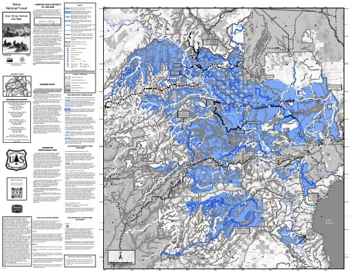 map of Tahoe MVUM - Over-Snow Vehicle Use Map 2016