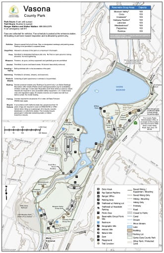 Map of Vasona County Park (CP) in Santa Clara County, California. Published by Santa Clara County Parks.