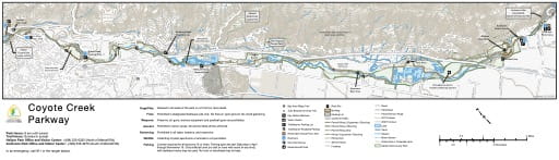 Map of Coyote Creek Parkway in Santa Clara County in California. Published by Santa Clara County Parks.