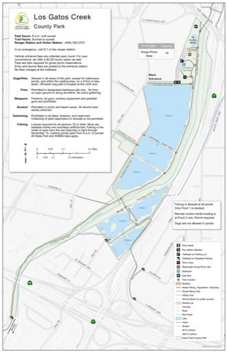 Map of Los Gatos Creek County Park (CP) in Santa Clara County, California. Published by Santa Clara County Parks.
