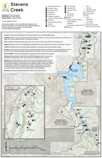 Map of Stevens Creek County Park (CP) in Santa Clara County in California. Published by Santa Clara County Parks.