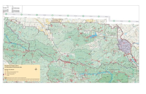 Recreation Map of Chumas Wilderness in Los Padres National Forest (NF) in California. Published by the U.S. National Forest Service (USFS).
