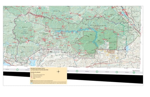 Recreation Map of Sespe Wilderness and Sespe Condor Sanctuary in Los Padres National Forest (NF) in California. Published by the U.S. National Forest Service (USFS).