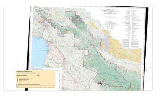 Recreation Map of Santa Lucia Ranger District (RD) in Los Padres National Forest (NF) in California. Published by the U.S. National Forest Service (USFS).