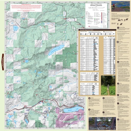 Recreation Map of the Donner Summit area in Tahoe National Forest (NF) in California. Published by the U.S. National Forest Service (USFS).