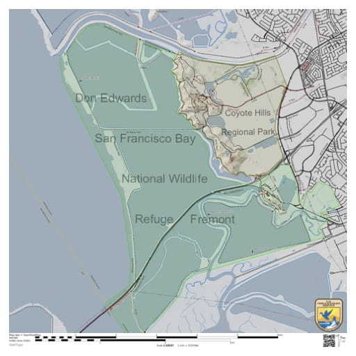 Map of the Fremont section of Don Edwards San Francisco Bay National Wildlife Refuge (NWR) in California. Published by the U.S. Fish & Wildlife Service (USFWS).