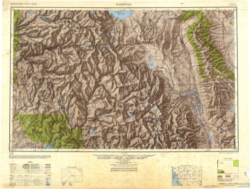 Vintage 1947 USGS 1:250000 map of Mariposa in California. Published by the U.S. Geological Survey (USGS).