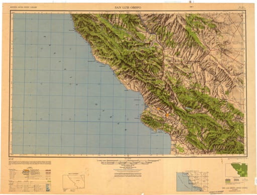 Vintage 1947 USGS 1:250000 map of San Luis Obispo in California. Published by the U.S. Geological Survey (USGS).