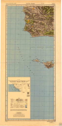 Vintage 1948 USGS 1:250000 map of Santa Maria in California. Published by the U.S. Geological Survey (USGS).
