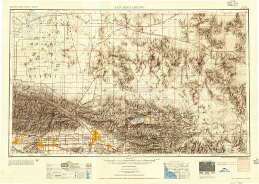 Vintage 1953 USGS 1:250000 map of San Bernardino in California. Published by the U.S. Geological Survey (USGS).