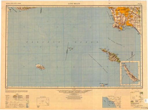Vintage 1949 USGS 1:250000 map of Long Beach in California. Published by the U.S. Geological Survey (USGS).