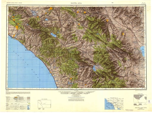 Vintage 1947 USGS 1:250000 map of Santa Ana in California. Published by the U.S. Geological Survey (USGS).