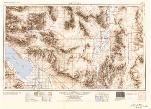 Vintage 1954 USGS 1:250000 map of Salton Sea in California and Arizona. Published by the U.S. Geological Survey (USGS).