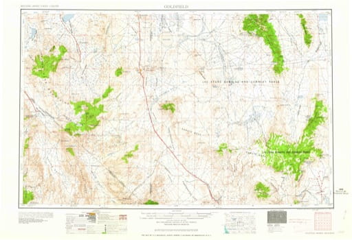Vintage 1957 USGS 1:250000 map of Goldfield in Nevada and California. Published by the U.S. Geological Survey (USGS).
