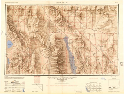 Vintage 1948 USGS 1:250000 map of Death Valley in California and Nevada. Published by the U.S. Geological Survey (USGS).