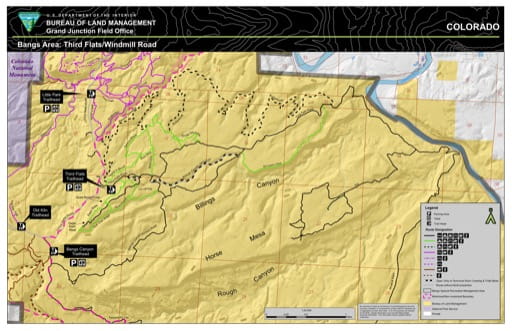 map of Bangs Canyon - Third Flats/Windmill Road