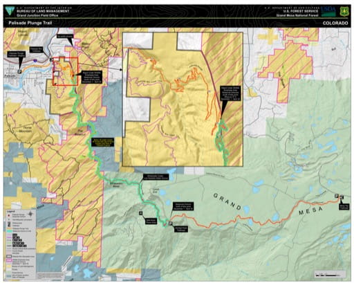 Trails Map of Palisade Plunge in the BLM Grand Junction Field Office area in Colorado. Published by the Bureau of Land Management (BLM).