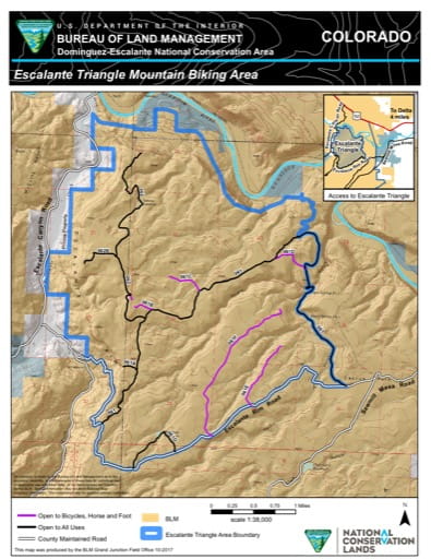 map of Escalante Triangle - Mountain Biking Area