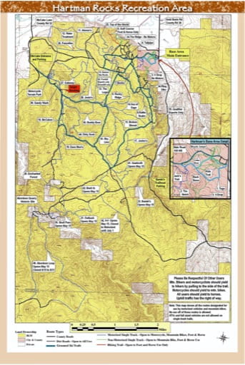map of Hardman Rocks - Trail System