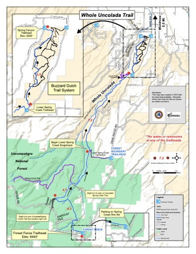 map of Whole Uncalada - Mountain Bike Trails