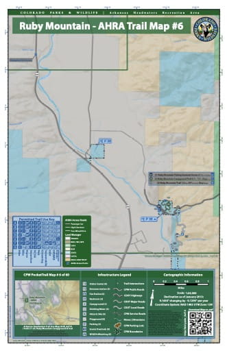 CPW Pocket Trail Map #6: Trails Map of Ruby Mountain Campground & Trail in the Arkansas Headwaters Recreation Area (RA) in Colorado. Published by Colorado Parks & Wildlife.