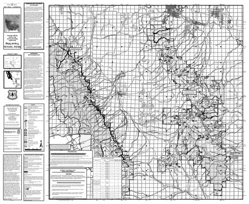 Motor Vehicle Travel Map (MVTM) of San Carlos Ranger District in San Isabel National Forest (NF) in Colorado. Published by the U.S. Forest Service (USFS).