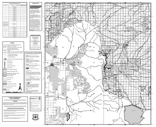 Motor Vehicle Travel Map (MVTM) of San Carlos Ranger District in San Isabel National Forest (NF) in Colorado. Published by the U.S. Forest Service (USFS).