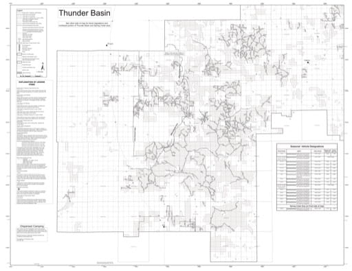 map of Thunder Basin National Grassland MVUM - Douglas South 2015