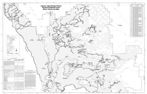 map of Roosevelt MVUM - Canyon Lakes North 2009