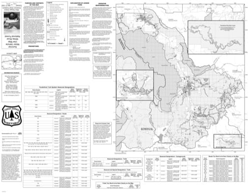 Motor Vehicle Use Map (MVUM) of Dillon Ranger District in White River National Forest (NF) in Colorado. Published by the U.S. Forest Service (USFS).