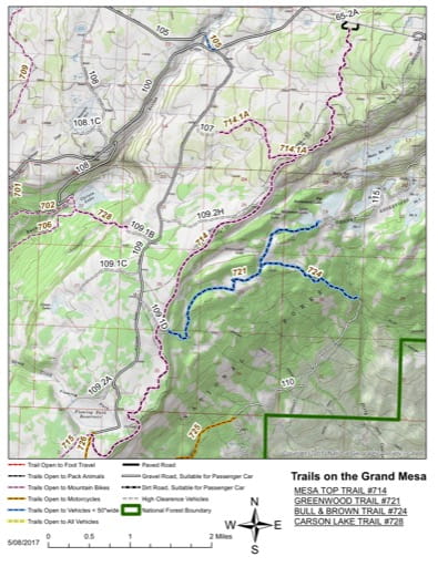 map of Grand Mesa - Mesa Top #714
