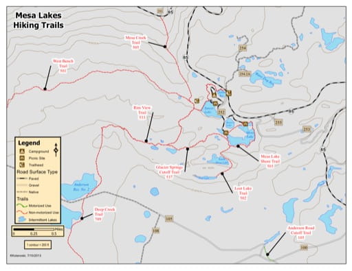 map of Grand Mesa - Mesa Lake Trails