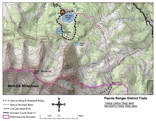 map of Gunnison - Three Lakes #843