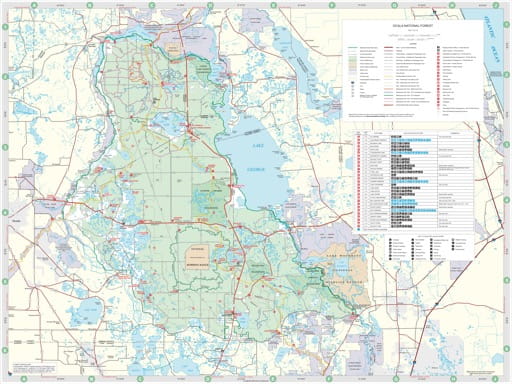 Recreation Map of Ocala National Forest (NF). Published by the U.S. Forest Service (USFS).