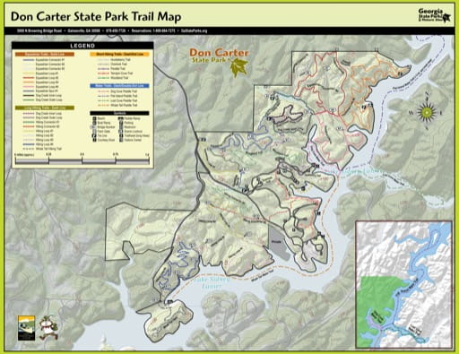 Visitor Map of Don Carter State Park (SP) in Georgia. Published by Georgia State Parks & Historic Sites.