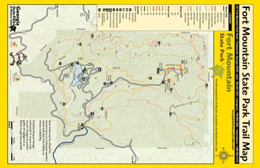Trail Map of Fort Mountain State Park (SP) in Georgia. Published by Georgia State Parks & Historic Sites.