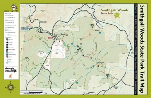 Trail Map of Smithgall Woods State Park (SP) in Georgia. Published by Georgia State Parks & Historic Sites.