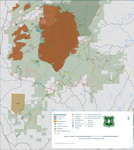 Hunting map of the Cohutta area of Conasauga Ranger District of Chattahoochee-Oconee National Forest (NF) in Georgia. Published by the U.S. Forest Service (USFS).