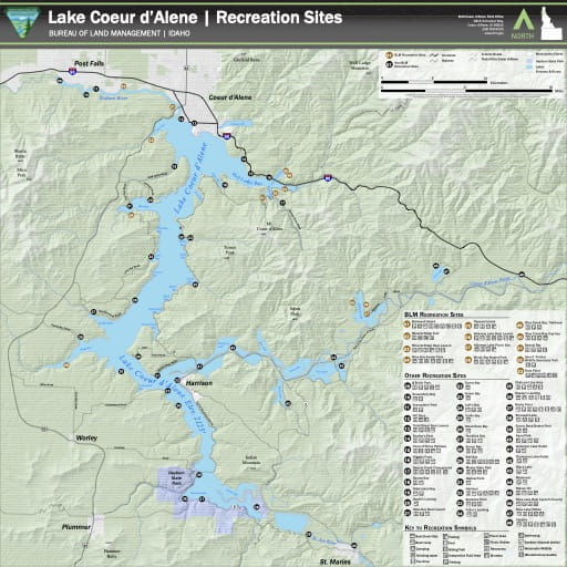 map of Lake Coeur d’Alene - Recreation Site Map