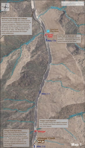 Map 1 of the Lower Salmon River Guide in Idaho. Published by the Bureau of Land Management (BLM).