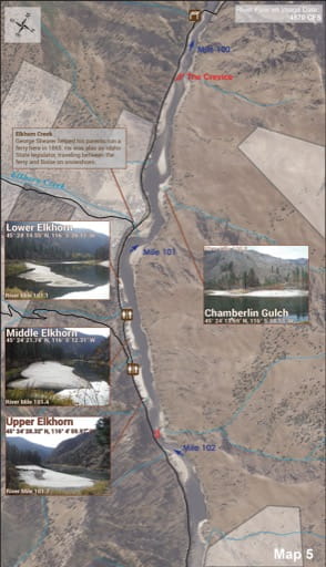 Map 5 of the Lower Salmon River Guide in Idaho. Published by the Bureau of Land Management (BLM).